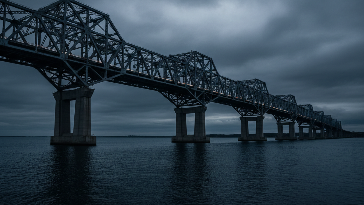 Dark water,  an architectural bridge